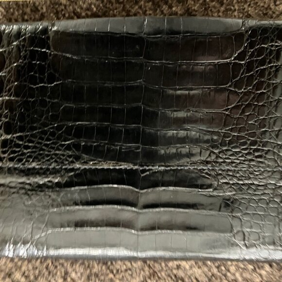 GENUINE CROCODILE Bi-Fold Women's Wallet Goldtone Paloma Picasso Couture ITALY - Picture 5 of 16